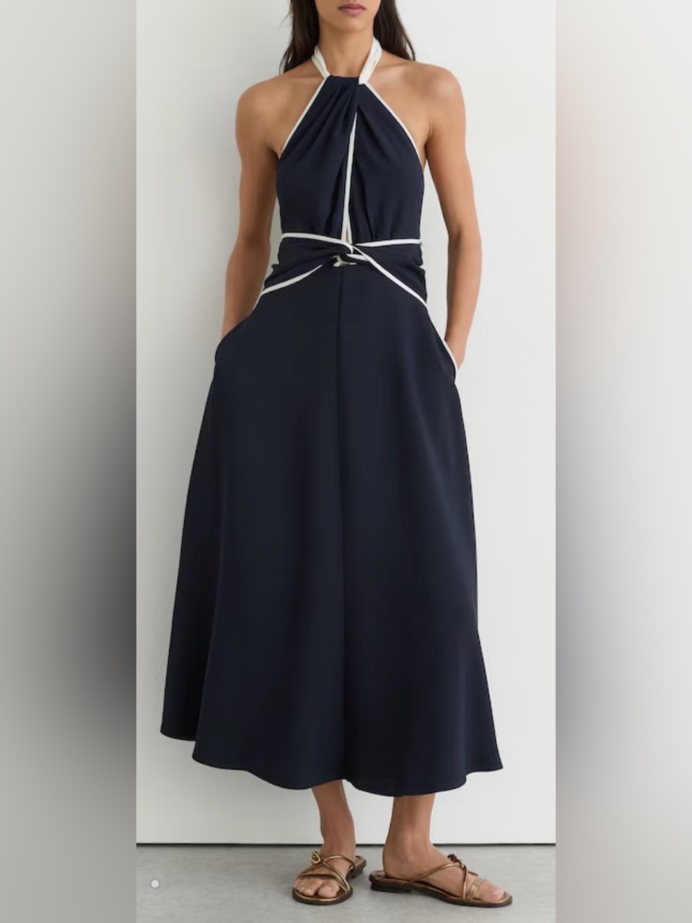 NEW REISS Blair Halterneck A-Line Sleeveless Dress Sz 12